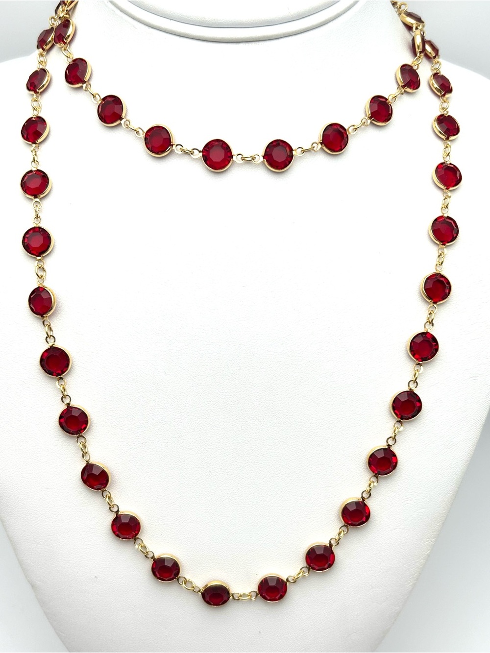 Swarovski Crystal Red Bezel Strand Necklace